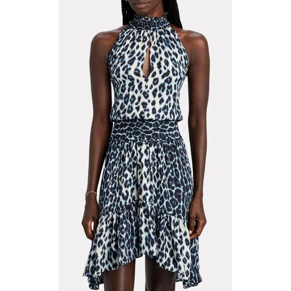 EUC A.L.C. Womens Cody Silk Halter Leopard-Print Dress Cream Blue 2 $495 - Picture 1 of 7